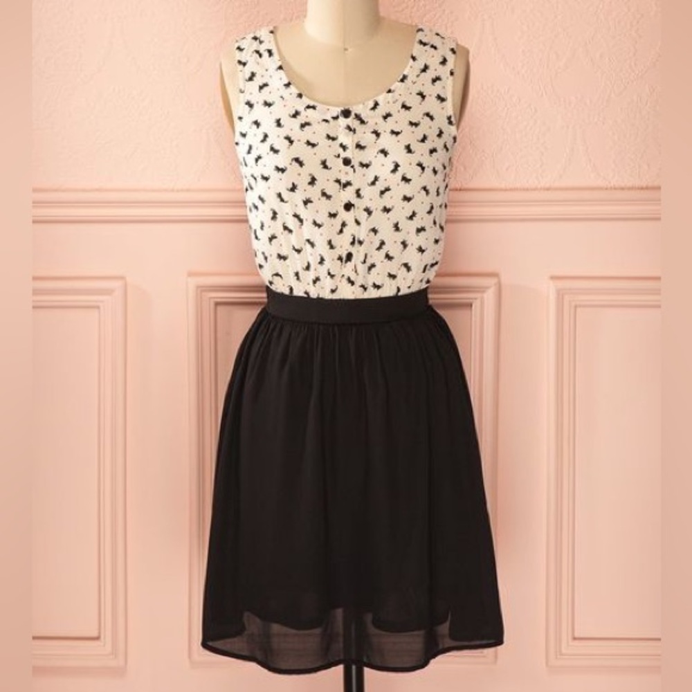 Doe & Rae Black and White Midi Dress
